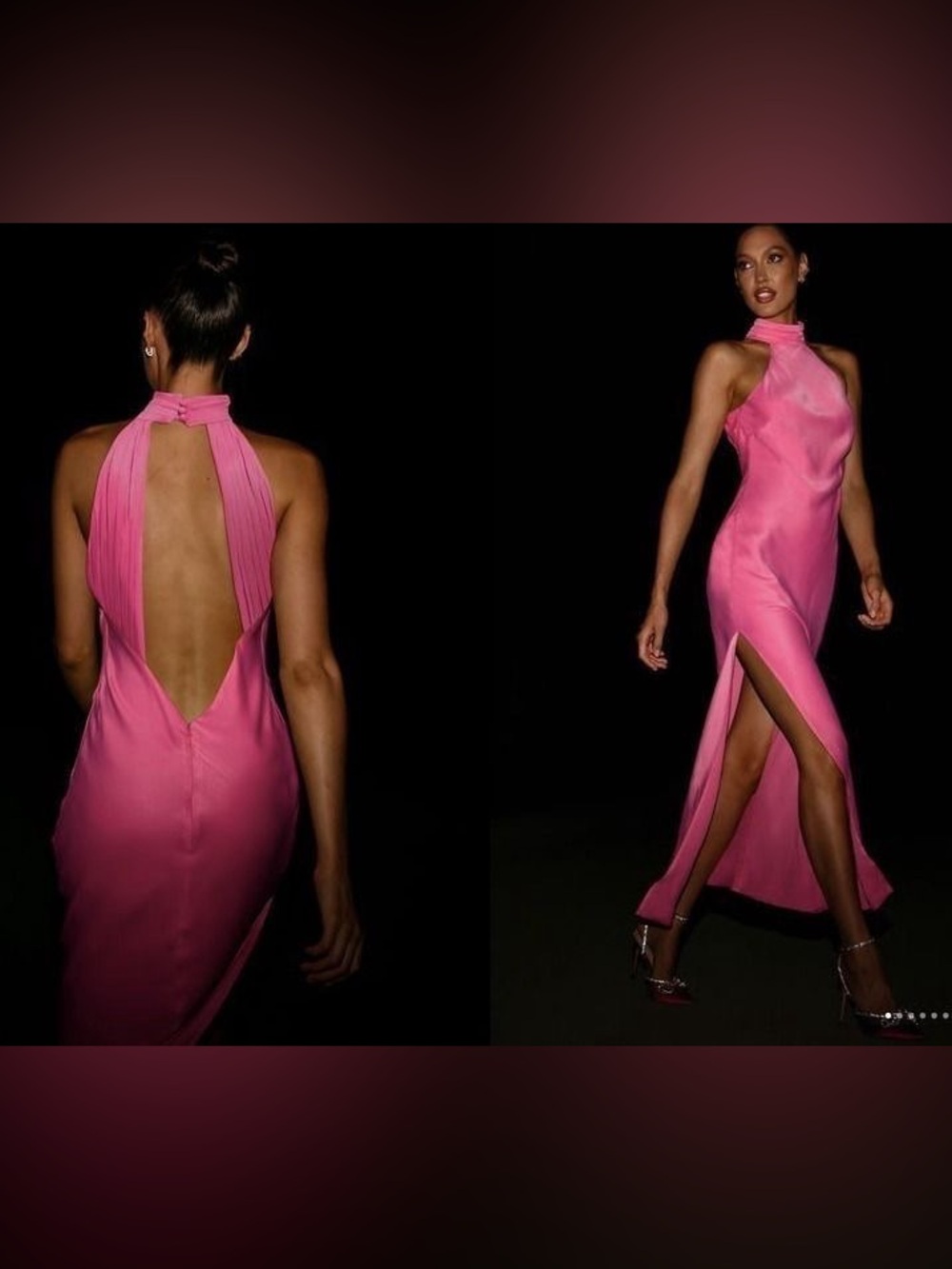 Meshki Claire Satin Drape Back Maxi Dress XS NWT - Picture 4 of 16